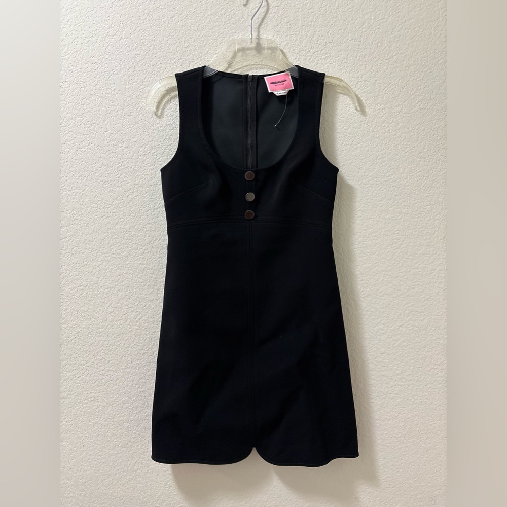 Kate Spade New York Pinafore sleeveless dress in black. Size 0. Scoop neck. NWOT